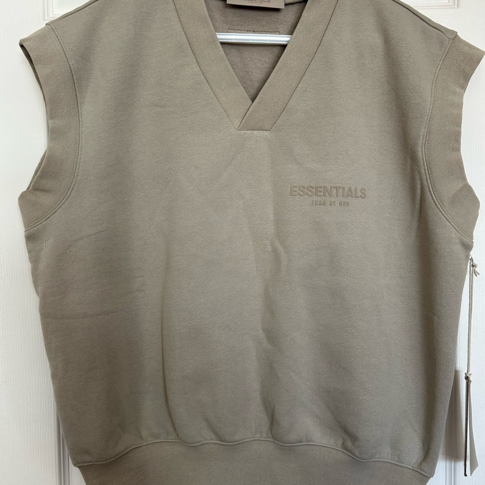 Fear of God Essentials Olive Sleeveless Sweatshirt